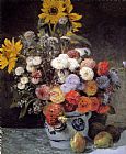 Pierre Auguste Renoir Canvas Paintings - Mixed Flowers In An Earthware Pot